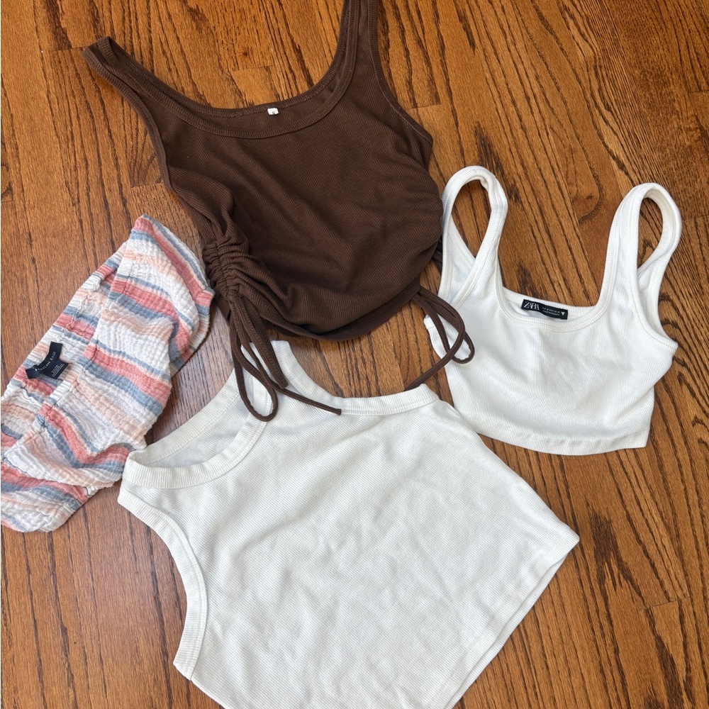 BUNDLE of Summer Crop and Tank Tops - Zara and American Eagle - Picture 4 of 9